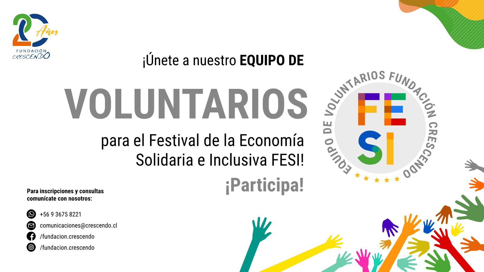 ¡Únete al voluntariado del Festival de la Economía Solidaria e Inclusiva (FESI)!
