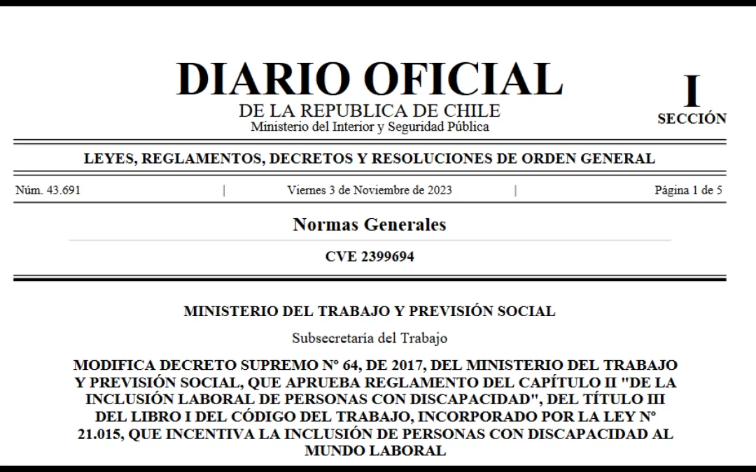 Cambios en el Decreto Supremo N.º 64 para Fomentar Inclusión Laboral en Chile